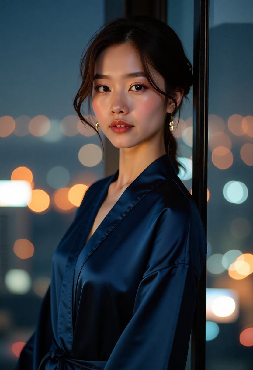 海湾灯塔与潮汐交汇的夜色